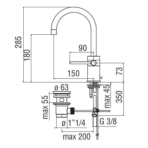 Смеситель для раковины Nobili Plus хром PL00138/1CR