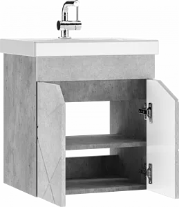 Тумба под умывальник подвесная Домино Vector 50 метрополитан грей/бетон серый DV6609T, 3
