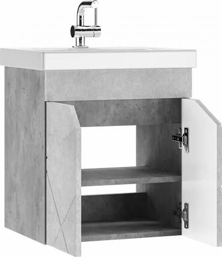 Тумба под умывальник подвесной Домино Vector 50 метрополитан грей/бетон серый DV6609T