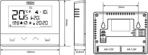 Проводной комнатный двухпозиционный регулятор котла TECH ST-292 v3 черный WG.11.0437