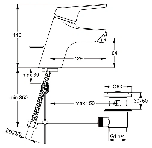 Смеситель для биде Ideal Standard Cerasprint new хром B9565AA Смеситель для биде Ideal Standard Cerasprint new хром B9565AA