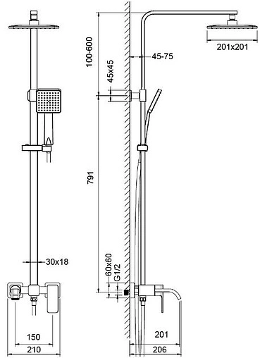 Душевая система со смесителем для ванны Timo Selene чёрный матовый SX-1013/03 Душевая система со смесителем для ванны Timo Selene чёрный матовый SX-1013/03