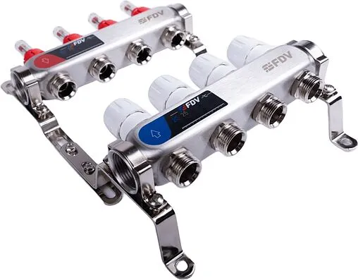 Группа коллекторная с расходомерами 4 отвода 1&quot;в/в x ¾&quot;ек FDV S1101A-¼