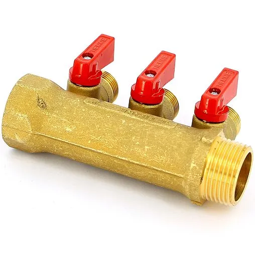 Коллектор запорный проходной 3 отвода 1"в/н x ½"к Tiemme NINO 1820005