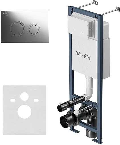 Инсталляция для подвесного унитаза Set 4 в 1 Am.Pm ErgoFit I012711.0151 с кнопкой хром глянцевый