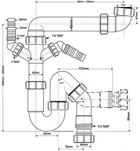 Сифон трубный для мойки Mc Alpine MRSK7-5571 Сифон трубный для мойки Mc Alpine MRSK7-5571, 2