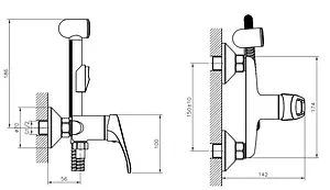 Гигиенический душ со смесителем Rossinka хром B35-52 Гигиенический душ со смесителем Rossinka хром B35-52, 2