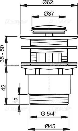 Выпуск автоматический для раковины с переливом AlcaPlast хром A39 Выпуск автоматический для раковины с переливом AlcaPlast хром A39