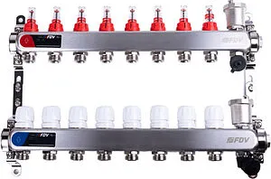 Группа коллекторная с расходомерами 8 отводов 1&quot;в/в x ¾&quot;ек FDV S1103C-2/8, 1