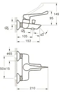 Смеситель для ванны VitrA Aquamed хром A42485EXP Смеситель для ванны VitrA Aquamed хром A42485EXP, 2