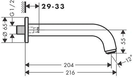 Излив для скрытого монтажа Hansgrohe Vernis Blend хром 71420000