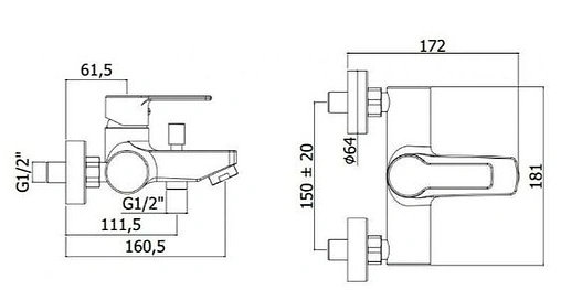 Комплект для ванны 4 в 1 Paffoni Red хром 00255122