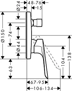 Смеситель для ванны скрытого монтажа Hansgrohe Logis E хром 71404000, 2