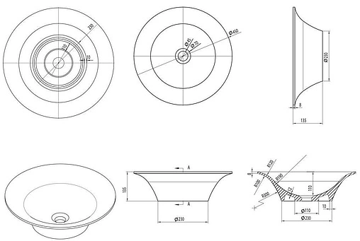 Раковина Aquanet Entice V32 45 белый 00198991