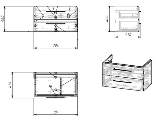 Тумба под умывальник подвесная Cersanit Lara 80 белый 64137