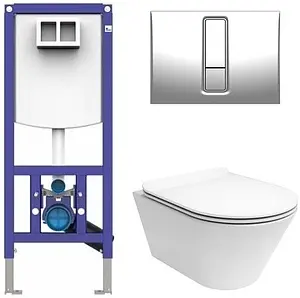 Комплект 5 в 1 Sanit INEO PLUS 90.733.00..S004+16.750.81..0000+PLMR.wc.02+PLMR.seat.02/WHT с кнопкой хром глянцевый Комплект 5 в 1 Sanit INEO PLUS 90.733.00..S004+16.750.81..0000+PLMR.wc.02+PLMR.seat.02/WHT с кнопкой хром глянцевый, 1