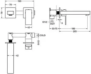 Смеситель для раковины из стены Aquatek Либра хром AQ1613CR, 2