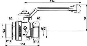 Кран шаровый 2"в x 2"н Bugatti New Jersey 09150008, 2