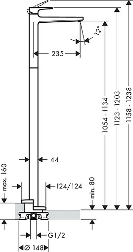 Смеситель для раковины напольный Hansgrohe Metropol хром 32530000