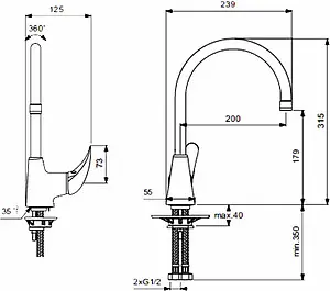 Смеситель для кухни Vidima Orion хром BA365AA, 2