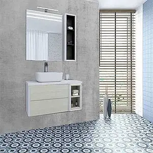 Тумба-умывальник подвесная Aquaton Брук 80 (60+20) дуб латте/белый, 4