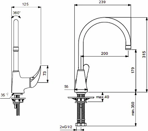 Смеситель для кухни Vidima Orion хром BA365AA