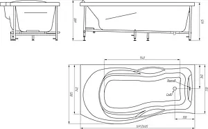 Ванна акриловая BellRado Милен 170x90 L BR7011024-00(L), 2