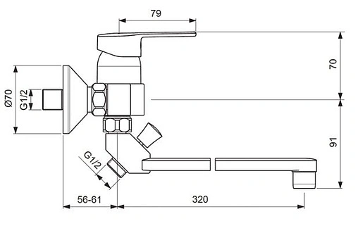 Смеситель для ванны с длинным изливом Vidima Logik хром BA281AA