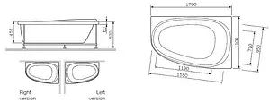 Ванна акриловая Am.Pm Like 170x110 R W80A-170R110W-A Ванна акриловая Am.Pm Like 170x110 R W80A-170R110W-A, 2