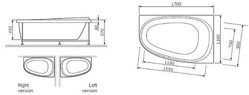 Ванна акриловая Am.Pm Like 170x110 R W80A-170R110W-A