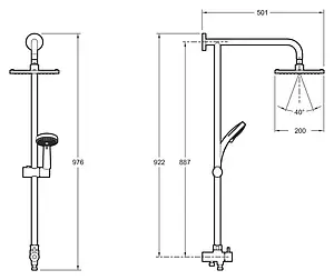 Душевая система без смесителя Jacob Delafon Eo хром E45893-CP Душевая система без смесителя Jacob Delafon Eo хром E45893-CP, 2