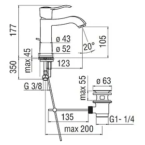 Смеситель для раковины Nobili Sofi хром SI98118/1CR Смеситель для раковины Nobili Sofi хром SI98118/1CR, 2