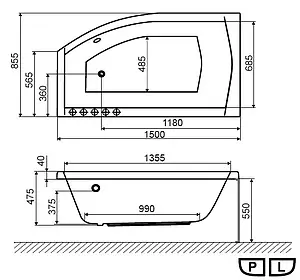 Ванна акриловая Excellent Magnus 150x85 L WAEX.MGL15WH, 3