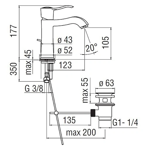 Смеситель для раковины Nobili Sofi хром SI98118/1CR