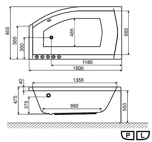 Ванна акриловая Excellent Magnus 150x85 L WAEX.MGL15WH