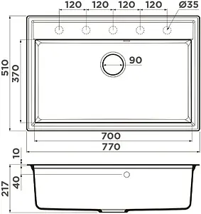 Мойка кухонная Omoikiri Daisen 77-BE ваниль 4993624 Мойка кухонная Omoikiri Daisen 77-BE ваниль 4993624, 2