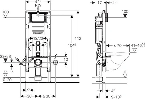 Инсталляция для подвесного унитаза Geberit Duofix Sigma 12 111.350.00.5