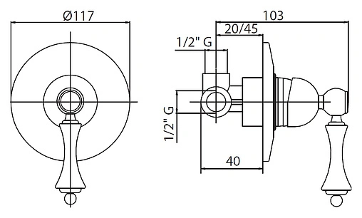 Смеситель для душа скрытого монтажа Cezares Margot хром/белый MARGOT-DIM-01-Bi Смеситель для душа скрытого монтажа Cezares Margot хром/белый MARGOT-DIM-01-Bi