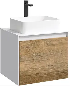 Тумба-умывальник подвесная Aqwella Mobi 60 дуб балтийский/белый MOB0106W+MOB0706DB+641945 Тумба-умывальник подвесная Aqwella Mobi 60 дуб балтийский/белый MOB0106W+MOB0706DB+641945, 1