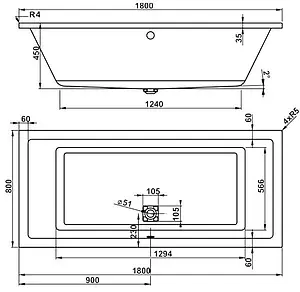 Ванна акриловая Vagnerplast Cavallo 180x80 VPBA180CAV2X-04 Ванна акриловая Vagnerplast Cavallo 180x80 VPBA180CAV2X-04, 2