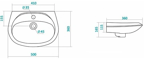 Раковина Santek Бриз 50 белый 1WH110451