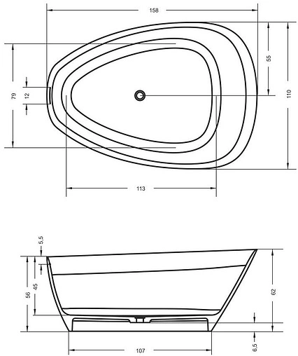Ванна отдельностоящая из искусственного камня Riho Toledo 158x110 белый B126001105