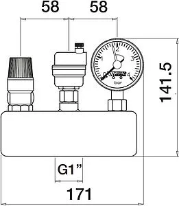 Группа безопасности котла до 50 кВт 1" 3 бар WATTS KSG-MS/VM1530/ISO 10005311 Группа безопасности котла до 50 кВт 1" 3 бар WATTS KSG-MS/VM1530/ISO 10005311, 2