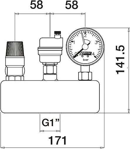 Группа безопасности котла до 50 кВт 1&quot; 3 бар WATTS KSG-MS/VM1530/ISO 10005311