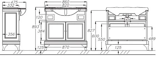 Тумба-умывальник напольный Opadiris Борджи 85 слоновая кость 00-00006742+1WH110265