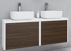 Тумба-умывальник подвесная Aquaton Брук 120 (60+60) дуб феррара/белый, 1