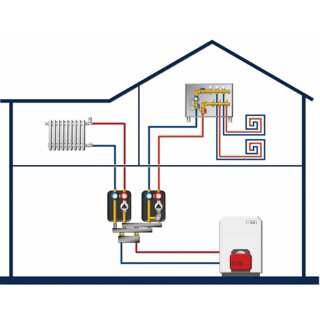 Насосный модуль с термостатическим смесительным клапаном 1½&quot;н х 1&quot;в WATTS HKF25 10027335 с насосом Wilo Yonos Para 25/6 180