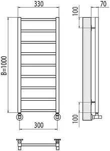 Полотенцесушитель водяной лесенка Terminus Контур П9 300х1000 полированная сталь 4670078529664, 2