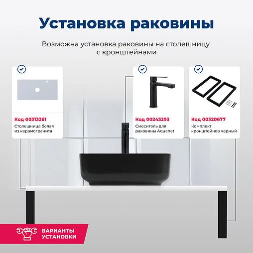 Раковина Aquanet City 39 черный матовый CITY-2-MB