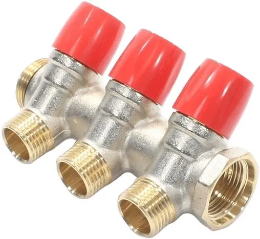 Коллектор регулирующий проходной 3 отвода красный ¾"в/н x ½"н General Fittings 6200E7N0504R3A